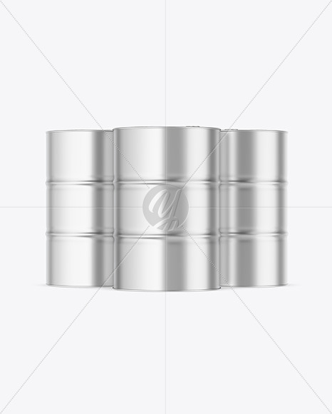 Metallic Oil Barrels Mockup