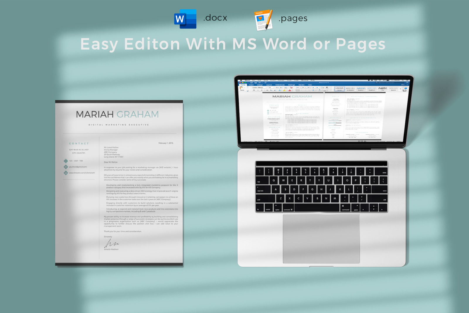 Professional & Modern Resume, CV Template. Marketing Resume + Matching Cover letter and References Professional & Modern Resume, CV Template. Marketing Resume + Matching Cover letter and References