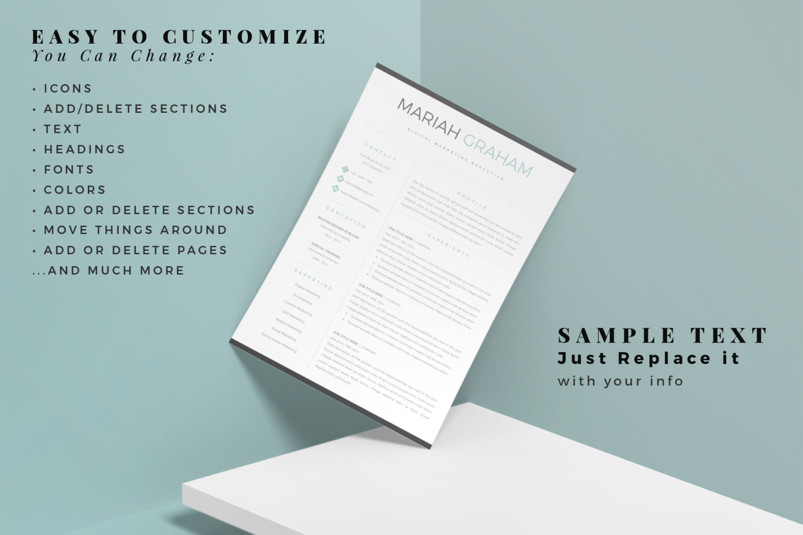 Professional & Modern Resume, CV Template. Marketing Resume + Matching Cover letter and References Professional & Modern Resume, CV Template. Marketing Resume + Matching Cover letter and References