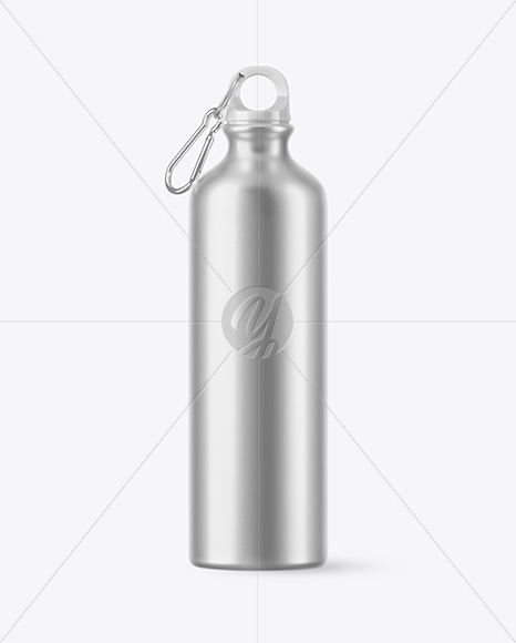 Matte Aluminum Sport Water Bottle with Carabiner Mockup