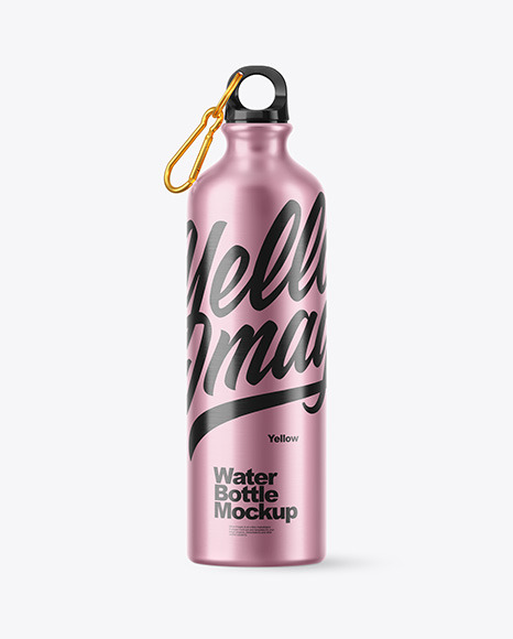 Matte Aluminum Sport Water Bottle with Carabiner Mockup