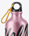 Matte Aluminum Sport Water Bottle with Carabiner Mockup