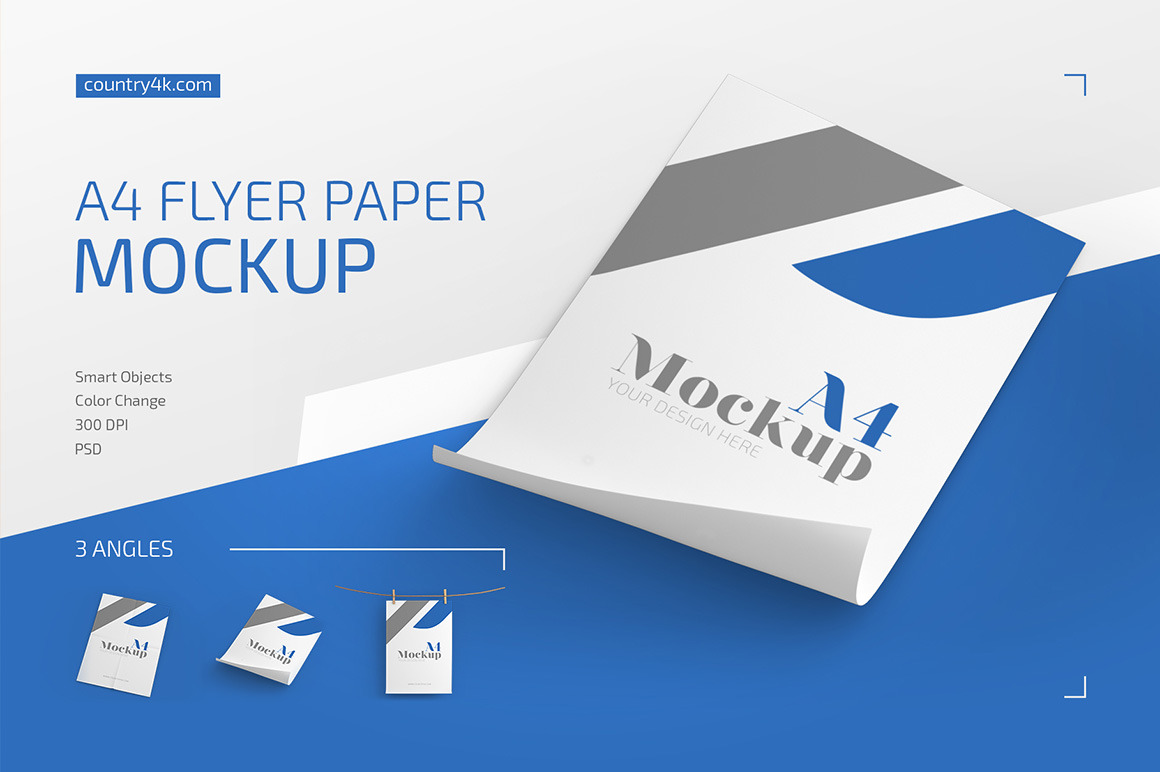 A4 Flyer Paper Mockup Set