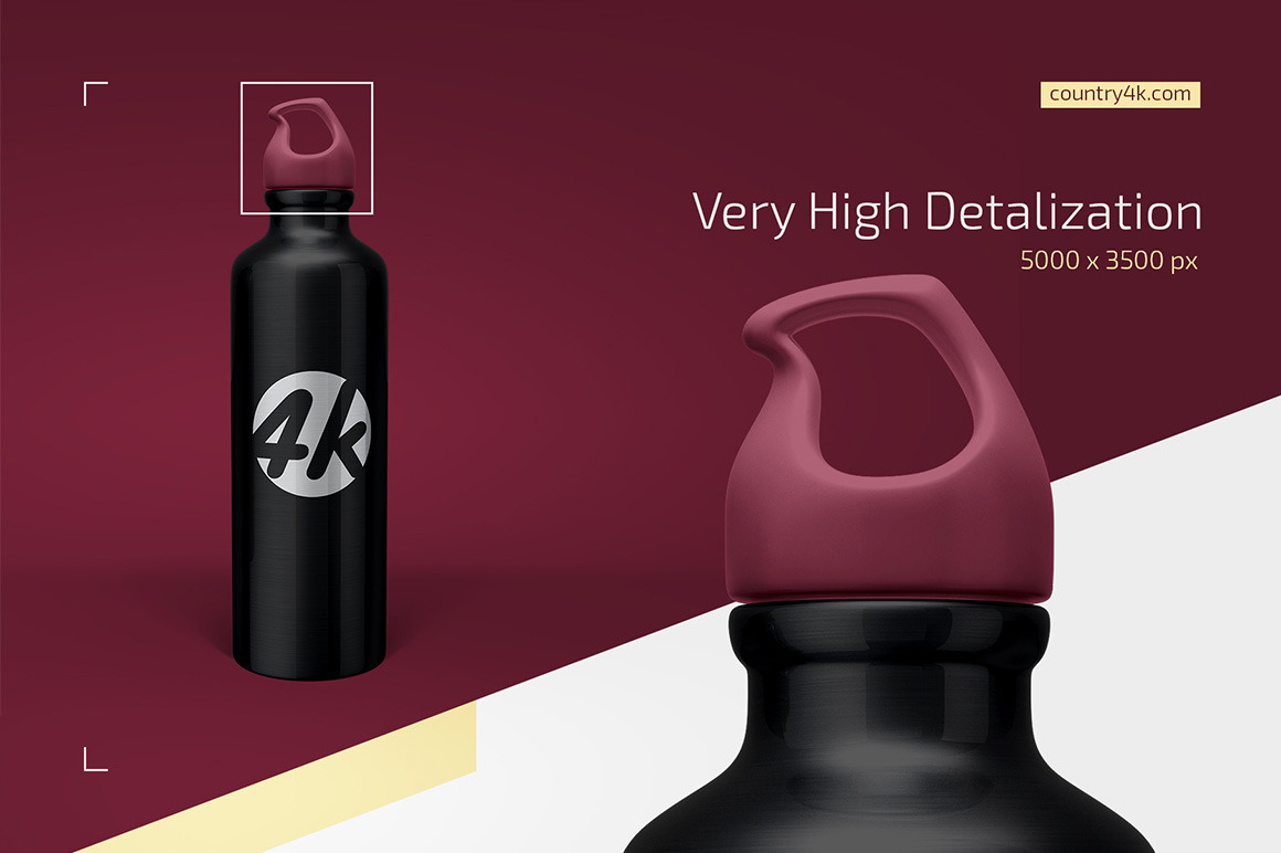 Aluminum Water Bottle Mockup Set Aluminum Water Bottle Mockup Set