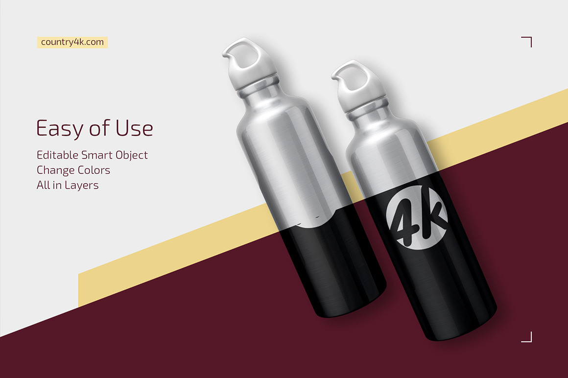 Aluminum Water Bottle Mockup Set Aluminum Water Bottle Mockup Set