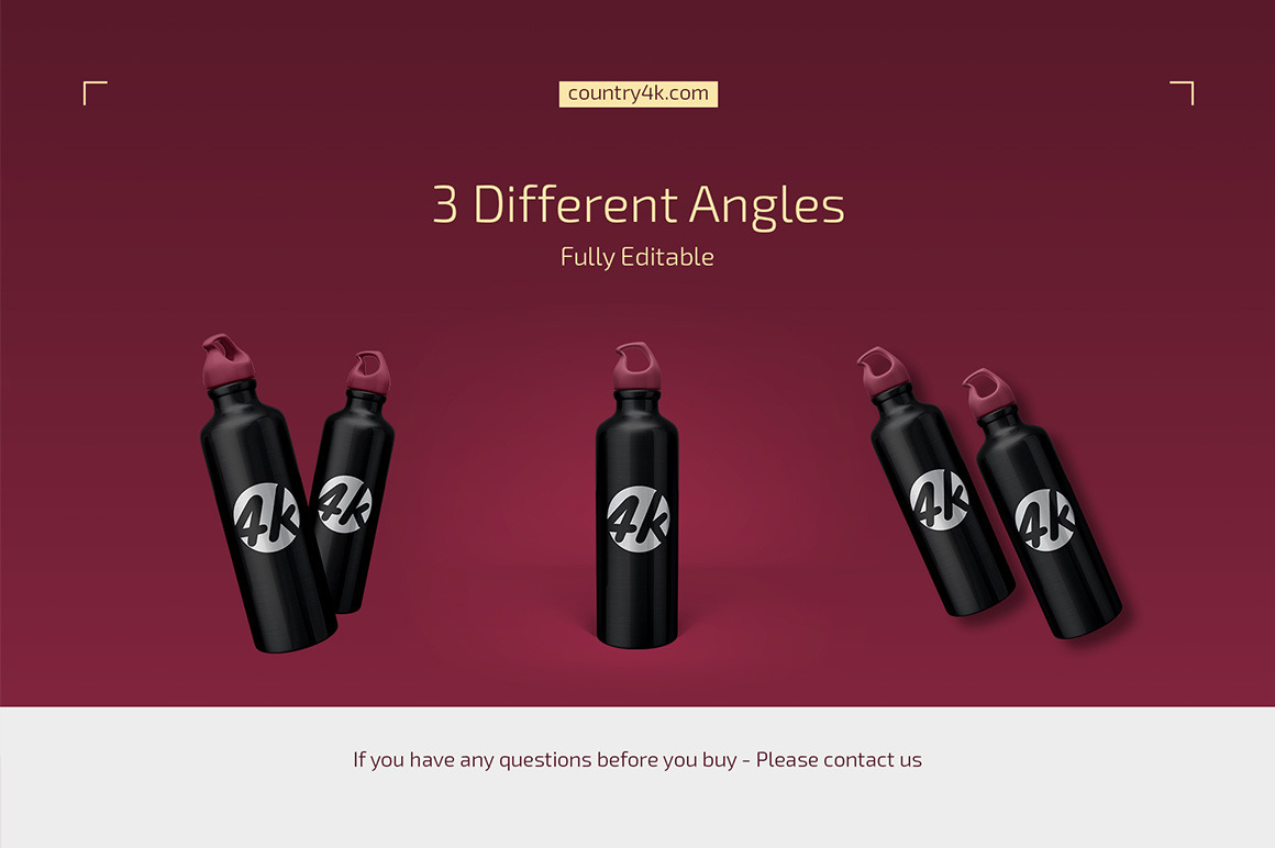 Aluminum Water Bottle Mockup Set Aluminum Water Bottle Mockup Set