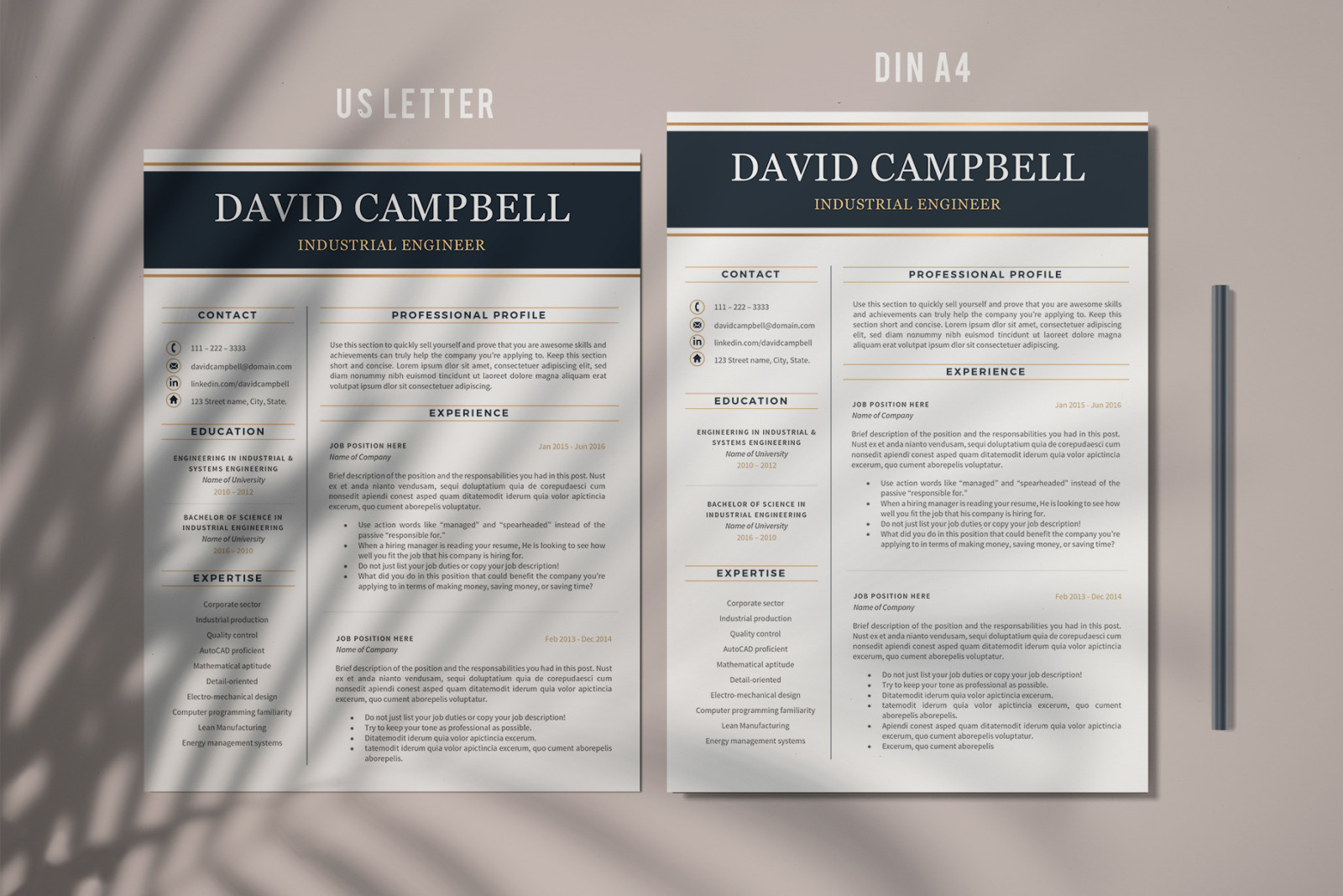 Professional Resume Template for Engineers. Engineering Resume, CV + Cover Letter + References