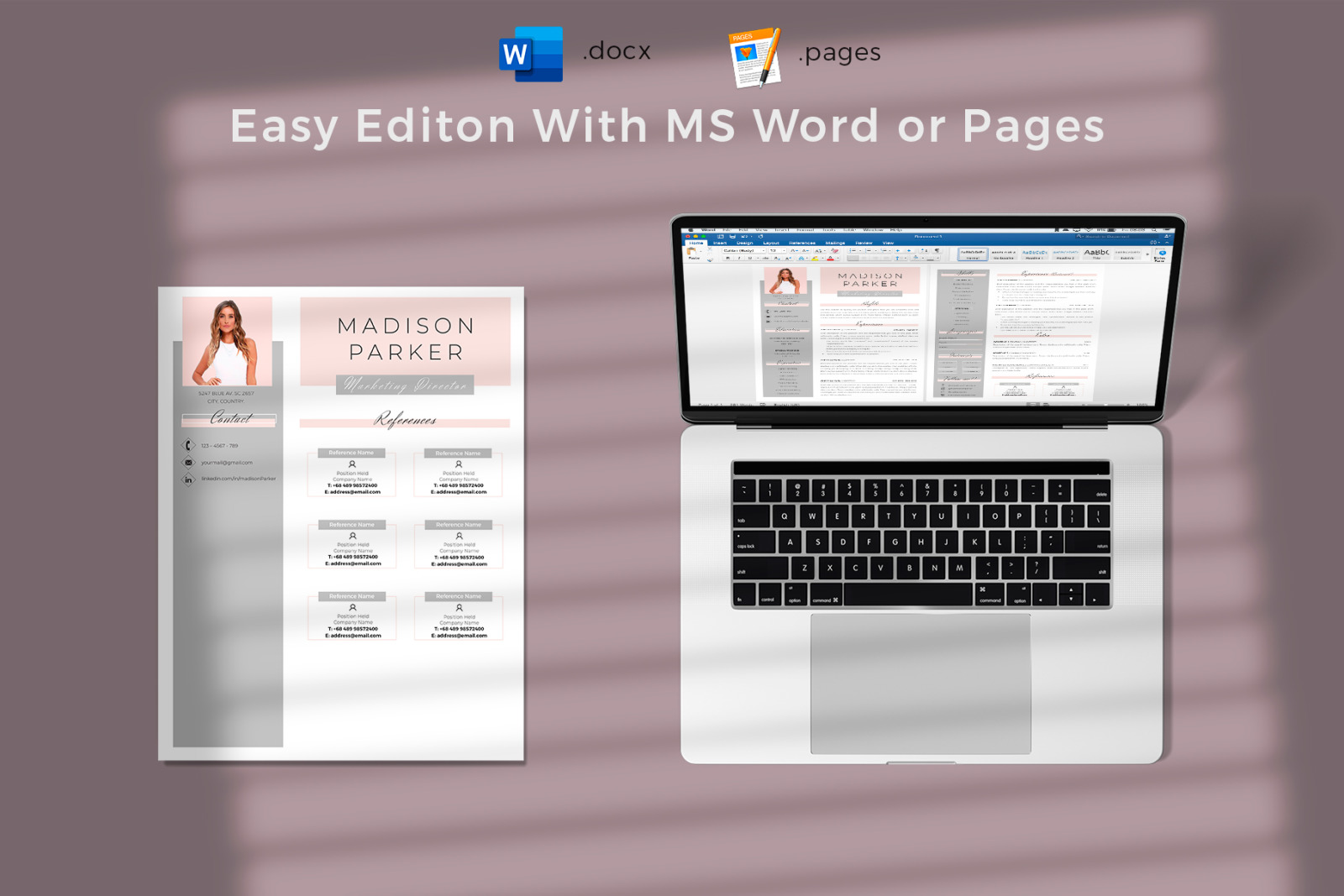 Creative Resume, CV Template for Microsoft Word & Pages. Resume Design + Cover Letter + References Creative Resume, CV Template for Microsoft Word & Pages. Resume Design + Cover Letter + References