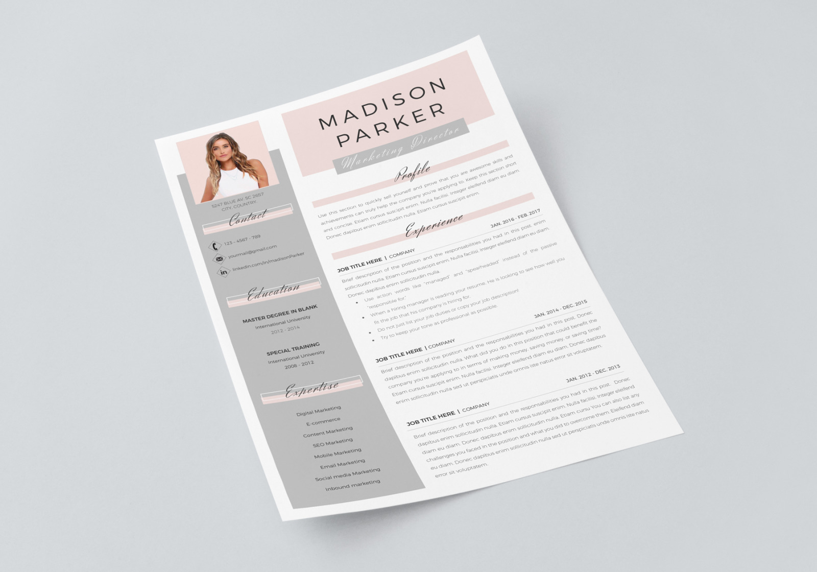 Creative Resume, CV Template for Microsoft Word &amp; Pages. Resume Design + Cover Letter + References