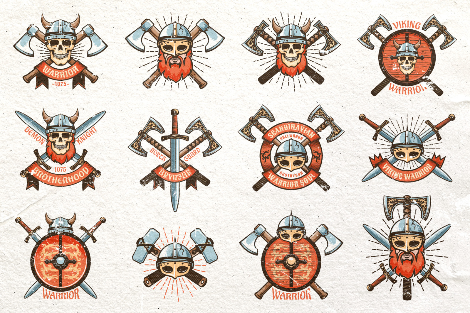 Viking Warrior Logo Retro Bundle