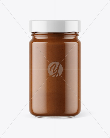 Clear Glass Jar with Chocolate Paste Mockup