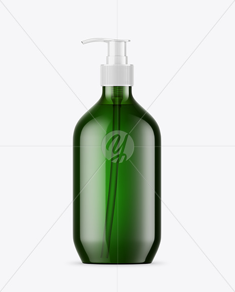 Green Liquid Soap Bottle with Pump Mockup