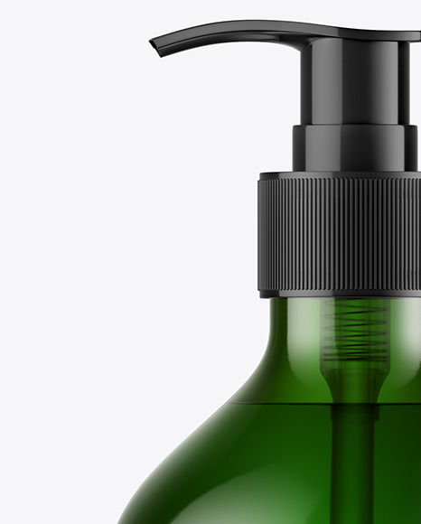 Green Liquid Soap Bottle with Pump Mockup