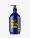 Blue Liquid Soap Bottle with Pump Mockup