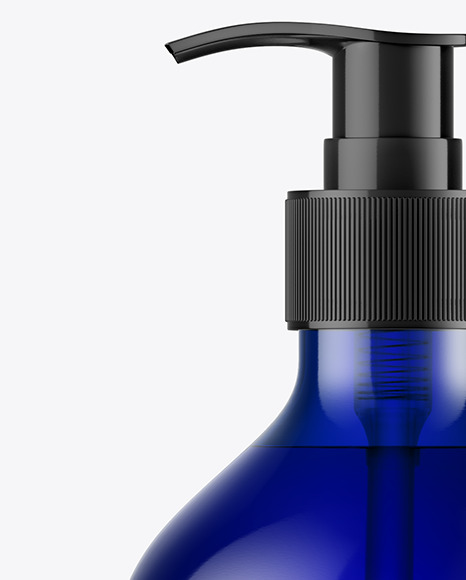 Blue Liquid Soap Bottle with Pump Mockup