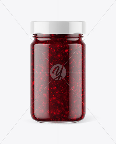 Clear Glass Jar with Cranberry Jam Mockup Clear Glass Jar with Cranberry Jam Mockup