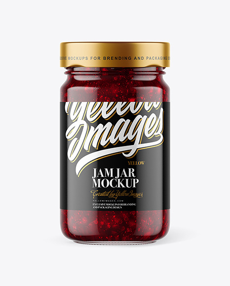 Clear Glass Jar with Cranberry Jam Mockup Clear Glass Jar with Cranberry Jam Mockup