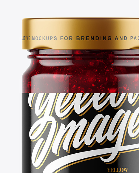 Clear Glass Jar with Cranberry Jam Mockup Clear Glass Jar with Cranberry Jam Mockup