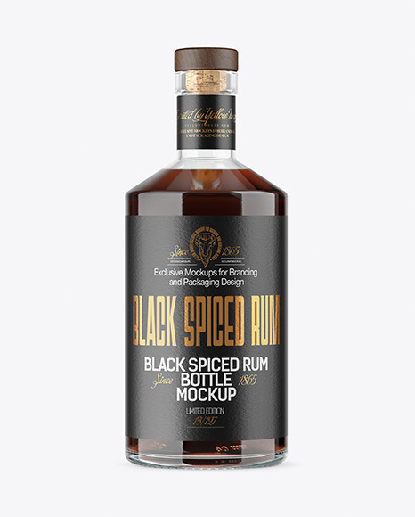 Black Rum Bottle Mockup