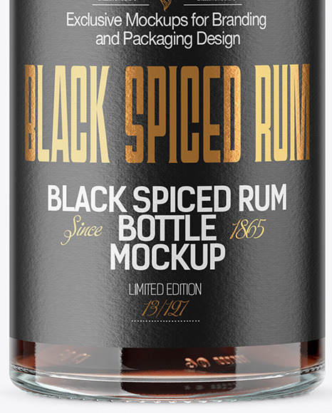 Black Rum Bottle Mockup