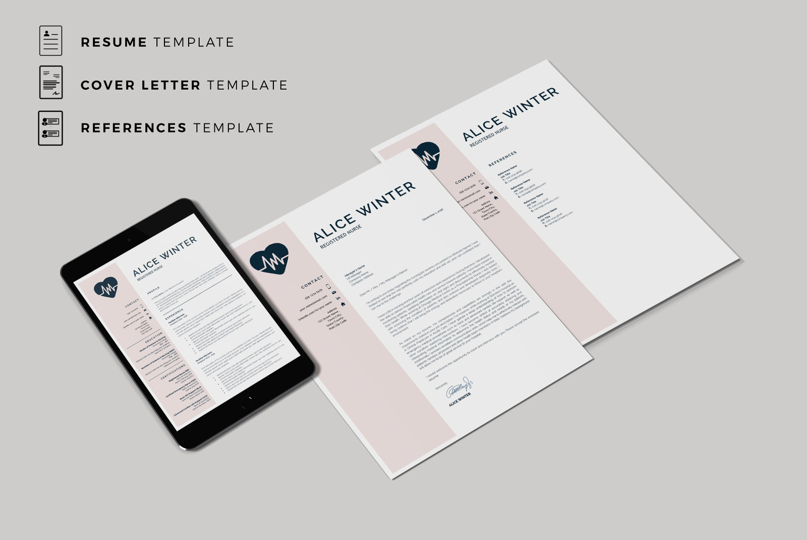 RN Nurse Resume Template. Registered Nurse Resume, Cover Letter and References. Nursing Resume CV RN Nurse Resume Template. Registered Nurse Resume, Cover Letter and References. Nursing Resume CV