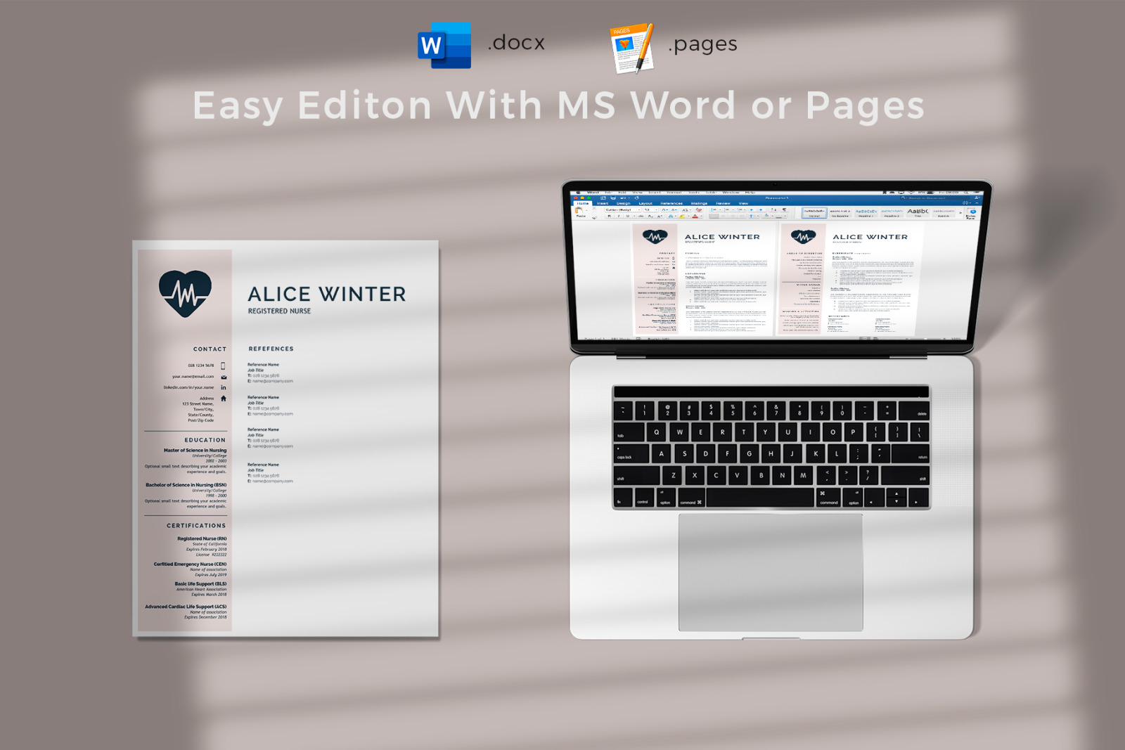 RN Nurse Resume Template. Registered Nurse Resume, Cover Letter and References. Nursing Resume CV RN Nurse Resume Template. Registered Nurse Resume, Cover Letter and References. Nursing Resume CV