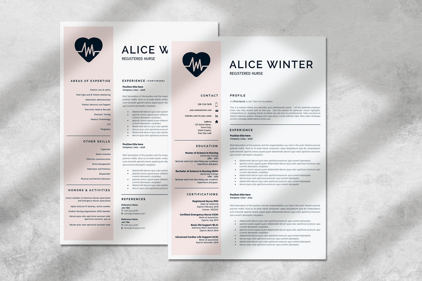 RN Nurse Resume Template. Registered Nurse Resume, Cover Letter and References. Nursing Resume CV