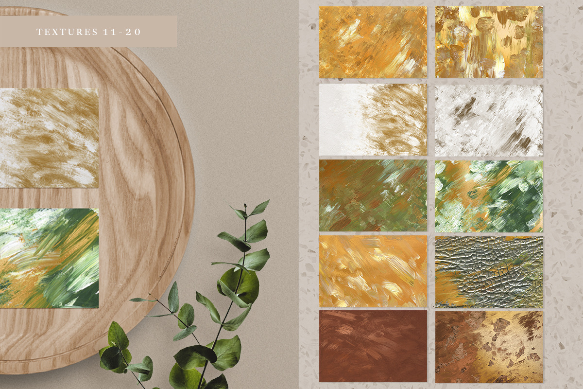 20 Golden Spring Acrylic Textures