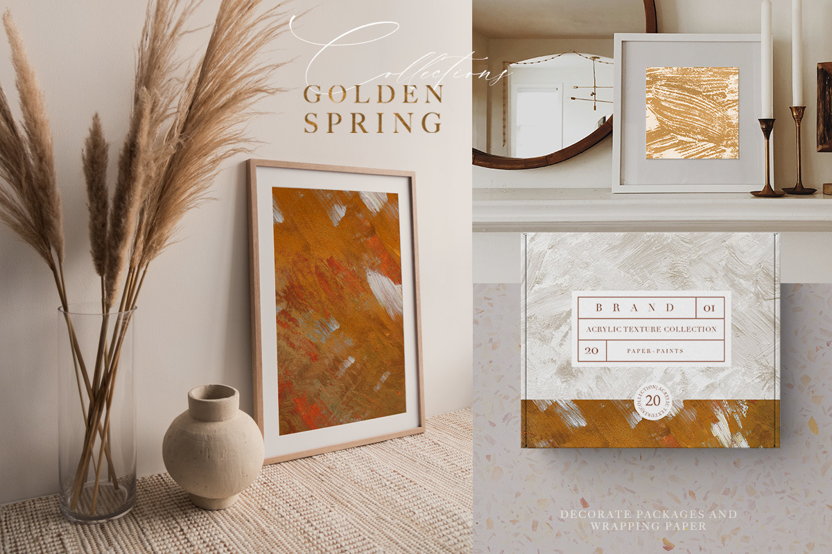 20 Golden Spring Acrylic Textures