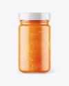 Clear Glass Jar with Apricot Jam Mockup