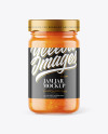 Clear Glass Jar with Apricot Jam Mockup