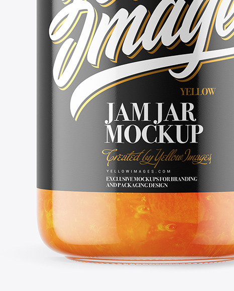 Clear Glass Jar with Apricot Jam Mockup