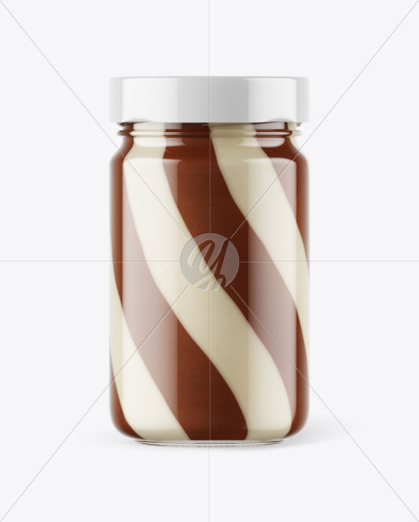 Clear Glass Jar with Duo Chocolate Spread Mockup