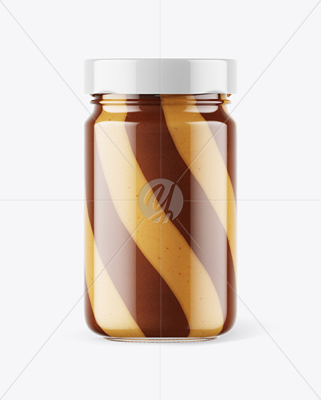 Clear Glass Jar with Duo Chocolate Spread Mockup