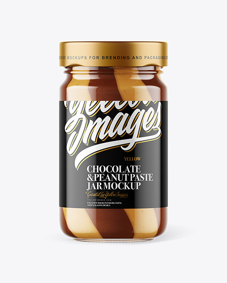 Clear Glass Jar with Duo Chocolate Spread Mockup