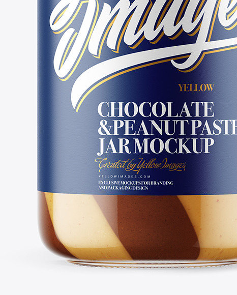 Clear Glass Jar with Duo Chocolate Spread Mockup