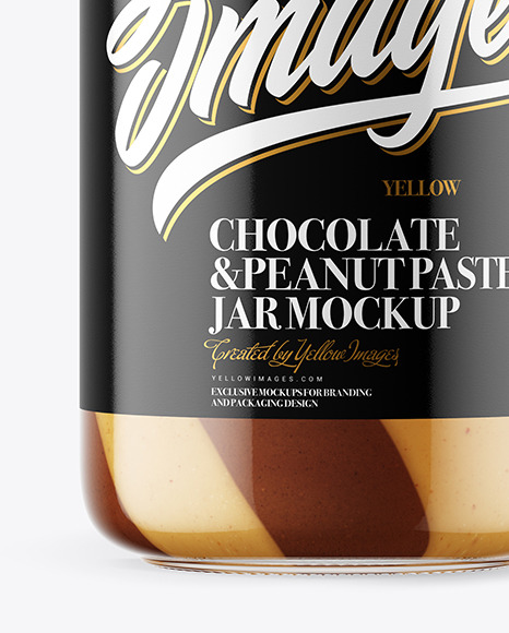 Clear Glass Jar with Duo Chocolate Spread Mockup