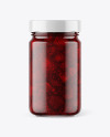 Clear Glass Jar with Strawberry Jam Mockup