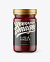 Clear Glass Jar with Strawberry Jam Mockup