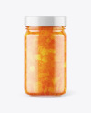 Clear Glass Jar with Apricot Jam Mockup