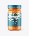 Clear Glass Jar with Apricot Jam Mockup