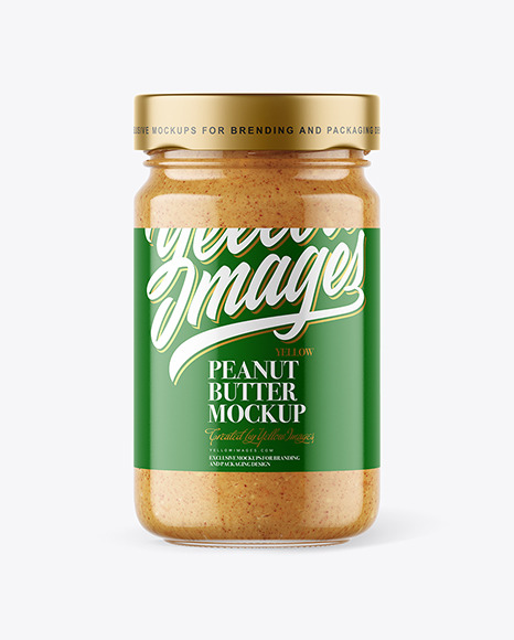 Clear Glass Jar with Crunchy Peanut Butter Mockup