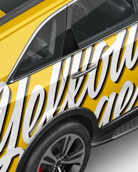 Crossover SUV Mockup - Back Half Side View (high angle shot)