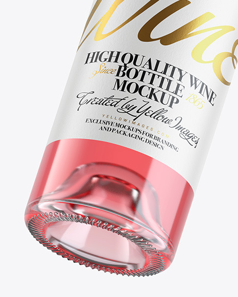 Fly Clear Glass Rose Wine Bottle Mockup