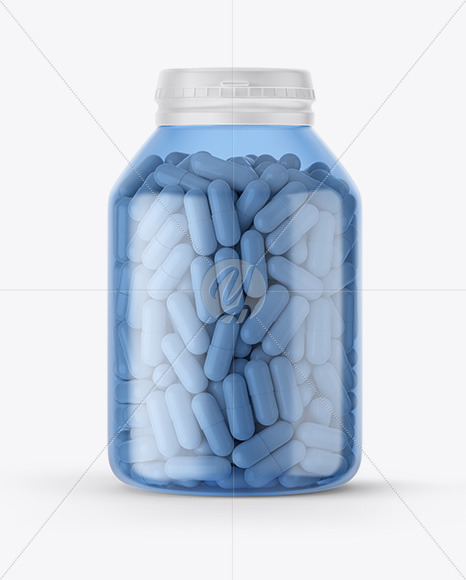 Blue Plastic Pills Bottle Mockup