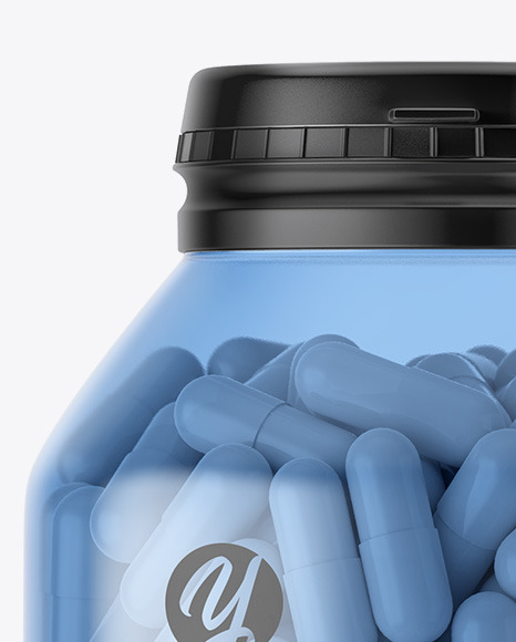 Blue Plastic Pills Bottle Mockup