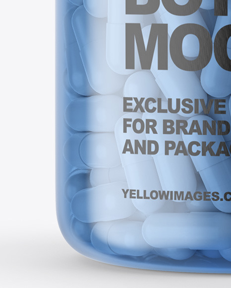 Blue Plastic Pills Bottle Mockup