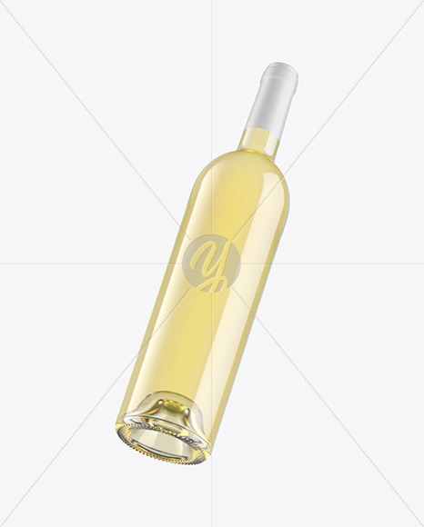 Fly Clear Glass White Wine Bottle Mockup Fly Clear Glass White Wine Bottle Mockup