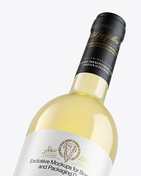 Fly Clear Glass White Wine Bottle Mockup Fly Clear Glass White Wine Bottle Mockup