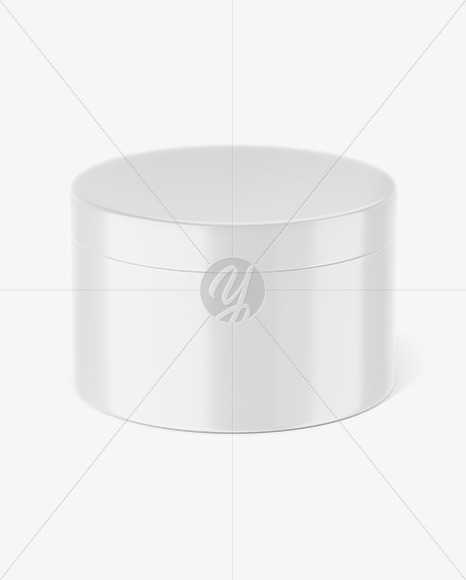 Glossy Plastic Cosmetic Jar Mockup - Front View (High-Angle Shot)